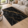 Tapis sol vinyle effet marbre noir et jaune doré mise en situation
