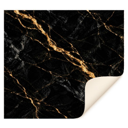Tapis sol vinyle effet marbre noir et jaune doré - vinyle 2 mm